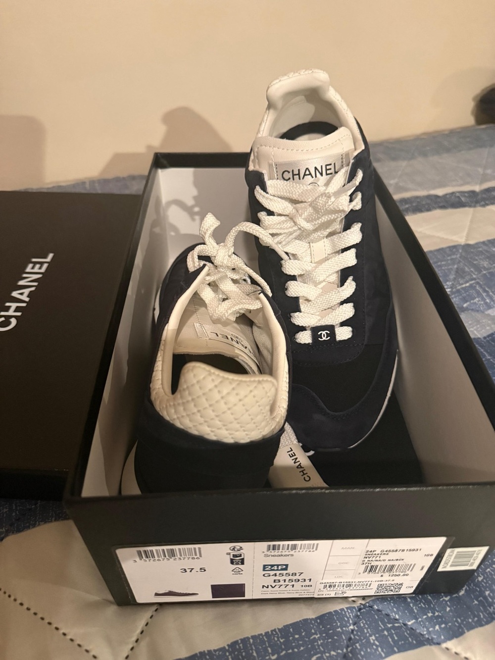 CHANEL Navy & White Sneakers Box - Dark Navy and White - Picture 5 of 7